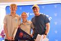 Lily Klijn and Joe Corbell with Commodore Michael Childs at the Port Jackson Championship © Michael Chittenden SailMedia