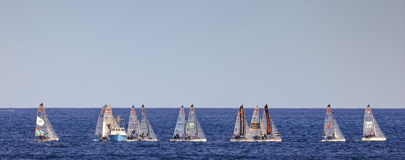 13ft Skiff Start photo copyright Manly 16s and Sail Media taken at Manly 16ft Skiff Sailing Club and featuring the 13ft Skiff class