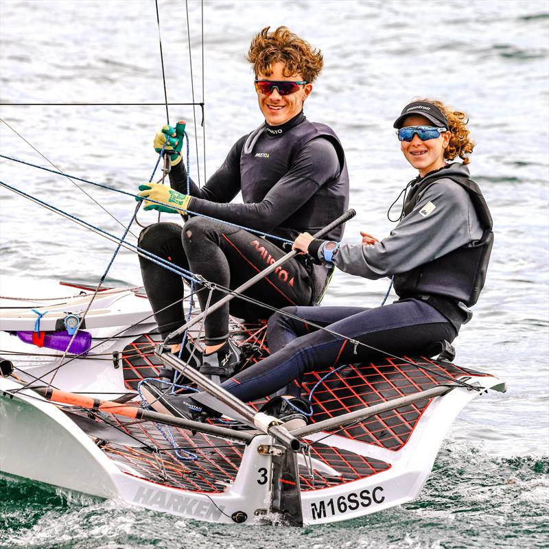 13ft Skiff Scratch winner Harken (Heidi Bates and Orlando Sadik) in the Manly 16ft Skiff Sailing Club Port Jackson Championship  photo copyright SailMedia taken at Manly 16ft Skiff Sailing Club and featuring the 13ft Skiff class