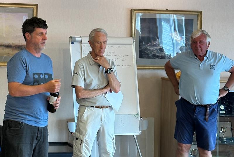 Brad Gibson giving his vote of thanks - IOM Ranking round 3 and 4 at Datchet photo copyright Nigel Barrow taken at Datchet Water Radio Sailing Club and featuring the One Metre class