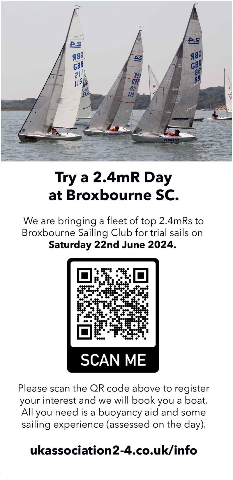 Try out a 2.4mR day photo copyright Bruce Hill taken at Broxbourne Sailing Club and featuring the 2.4m class