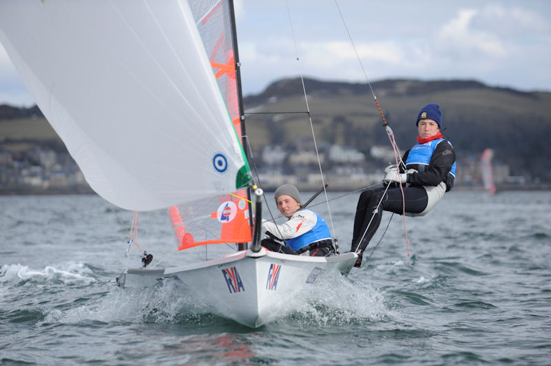 Owen Bowerman and Morgan Peach on day four of the RYA Youth National Championships photo copyright Marc Turner / RYA taken at Largs Sailing Club and featuring the 29er class