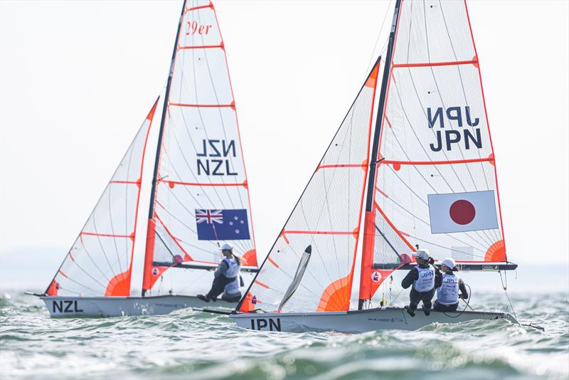 George Lee Rush / Seb Menzies (NZL) - Boys 29er - Allianz Youth World Sailing Championships - Day 4 - The Hague - July 2022 photo copyright Sailing Energy / World Sailing taken at Jachtclub Scheveningen and featuring the 29er class