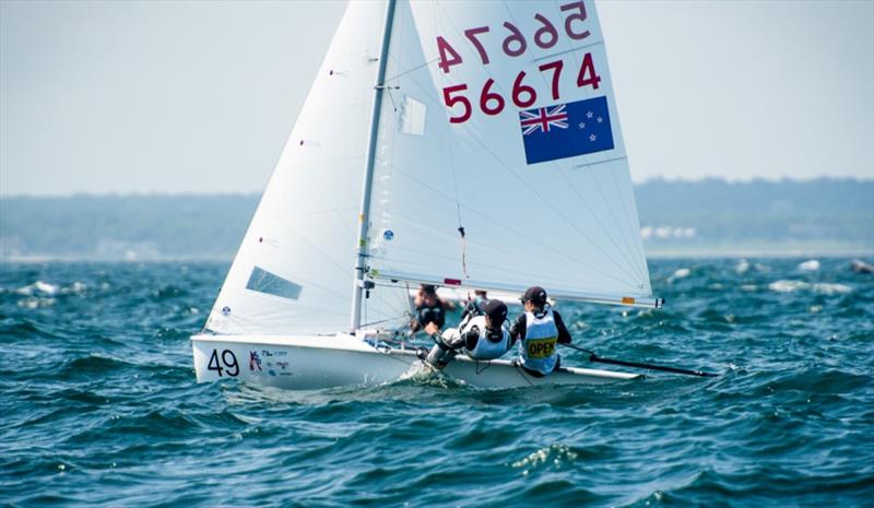 Seb Menzies and Blake McGlashan (NZL) lead the 420 Open on race day 5 photo copyright Cate Brown / 420 Class taken at  and featuring the 420 class