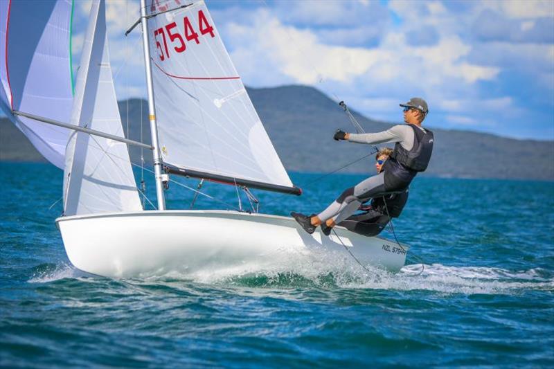 Cam Brown and Alex Norman  - Boys' 420 - Yachting New Zealand Youth Trials - Murrays Bay SC - April 2024 - photo © Jacob Fewtrell Media