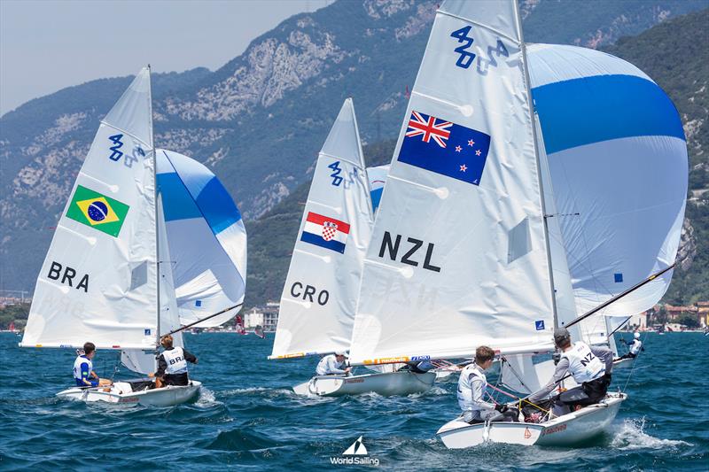 Cam Brown and Alex Norman - NZL - Male Dinghy - 420 - 2024 Youth World Sailing Championships - Lake Garda - Italy - July 2024 photo copyright Tamborini Alessio taken at Takapuna Boating Club and featuring the 420 class