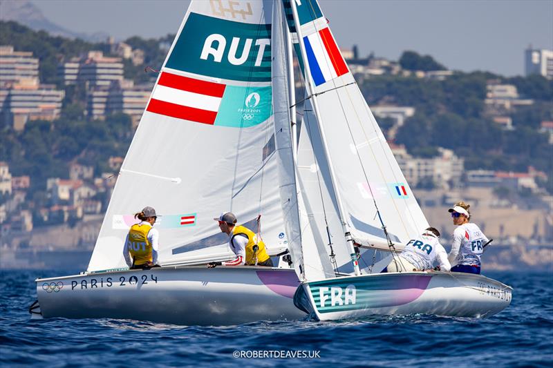 AUT and FRA - 470 - Paris 2024 Olympic Sailing Competition photo copyright Robert Deaves / www.robertdeaves.uk taken at  and featuring the 470 class