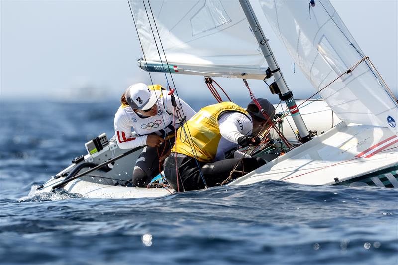 Lara Vadlau and Lukas Maehr (AUT) in the Mixed Dinghy at Paris2024 on August 6, 2024 in Marseille, France photo copyright World Sailing / Lloyd Images taken at  and featuring the 470 class