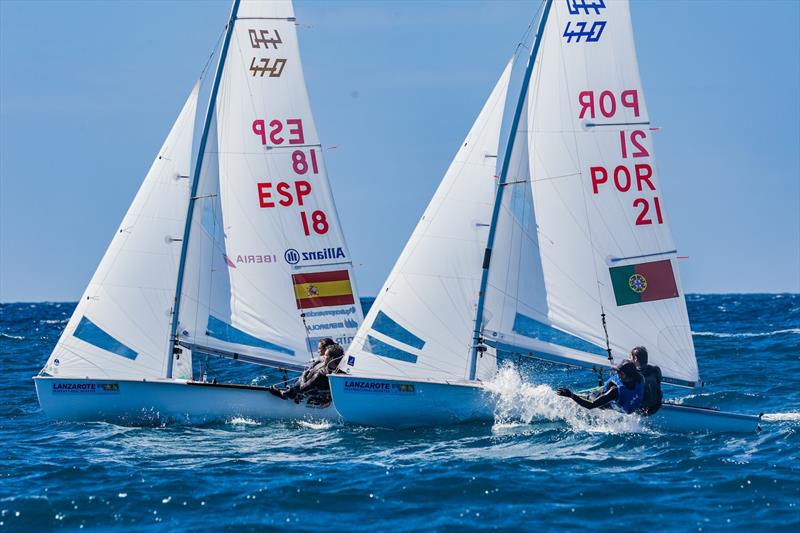 Tight 470 racing between Spain and Portugal - photo © Sailing Energy / Lanzarote Sailing Center