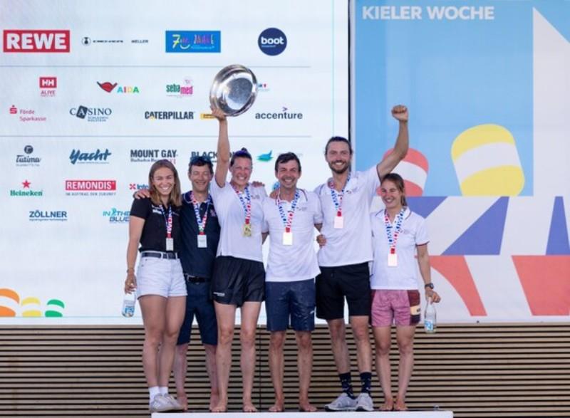A happy full German 470 podium even though they didn't race on Wendesday - photo © Felix Diemer / Kieler Woche