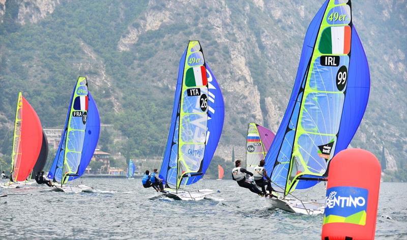 Garda Vela Trentino EUROSAF Champion Sailing Cup day 1 photo copyright Roberto Vuilleumier taken at Vela Garda Trentino and featuring the 49er class