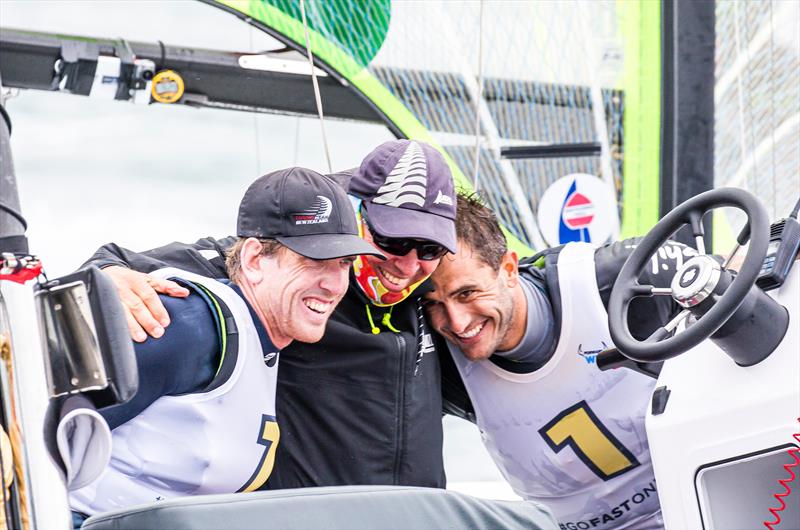 Peter Burling and Blair Tuke with coach Hamish Willcox- 49er - Day 6 - 2020 World Championships - Royal Geelong Yacht Club - February 202i photo copyright Jesus Renedo / Sailing Energy / World Sailing taken at Royal Geelong Yacht Club and featuring the 49er class