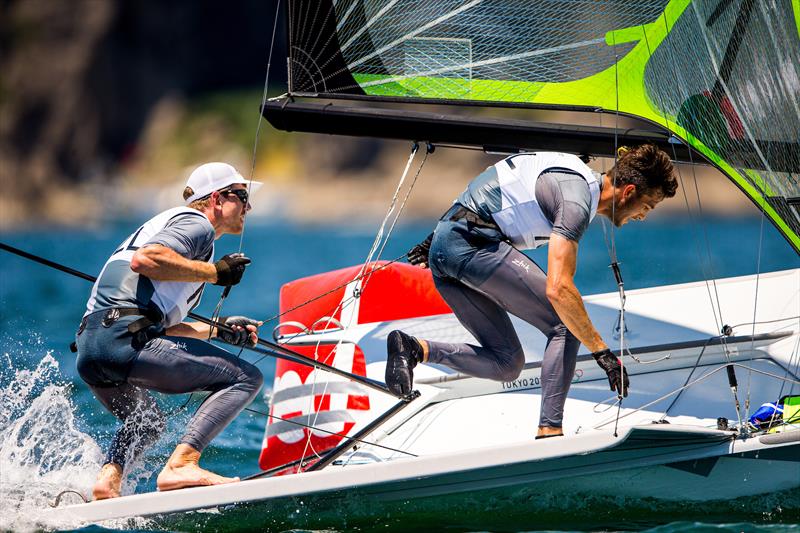 Peter Burling and Blair Tuke practicing off Enoshima ahead of Tokyo2020 Olympic Regatta photo copyright Sailing Energy taken at Royal New Zealand Yacht Squadron and featuring the 49er class