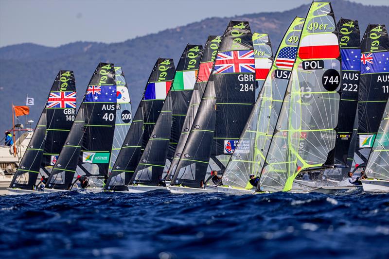 49er Start - NZL Sailing Team - Day 1 - 53rd Semaine Olympique Francais, Hyeres - April 2022 photo copyright Sailing Energy / World Sailing taken at  and featuring the 49er class
