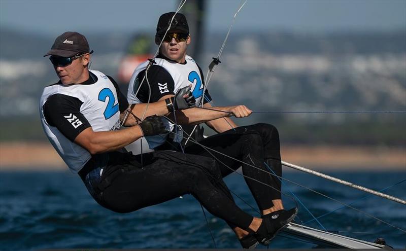 Isaac McHardie and Will McKenzie (NZL) - 2023 49er European Championships - Vilamoura - November 2023 photo copyright Joao Costa Ferreira taken at Wakatere Boating Club and featuring the 49er class