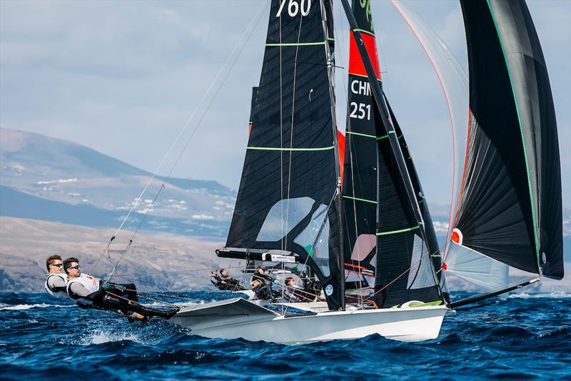 Justin Barnes and Will Jones racing at the 2024 49er World Championships photo copyright Sailing Energy taken at Royal Victoria Yacht Club, Canada and featuring the 49er class