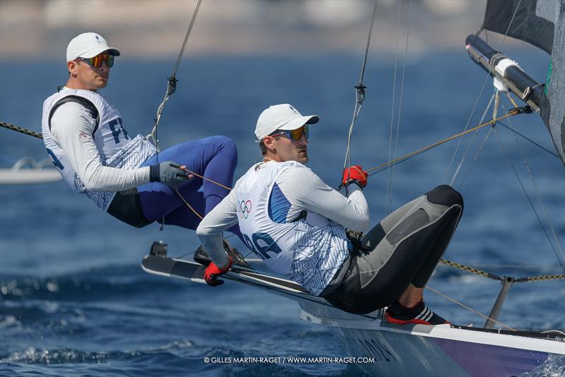 49er - Olympic training - Marseille - Paris2024 Olympic Regatta - July 25, 2024 photo copyright Gilles Martin-Raget taken at Yacht Club de France and featuring the 49er class