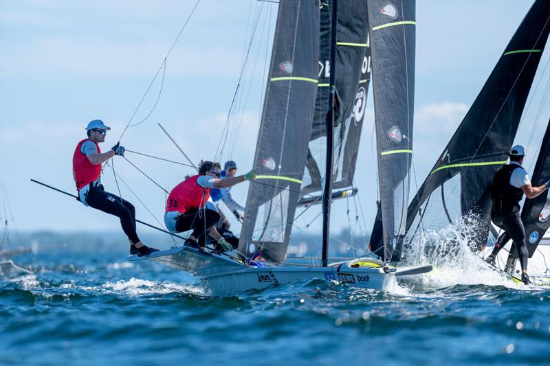 Mattias Couttss, the son of the sailing legend Russell Coutts, and Oscar Gunn from New Zealand fell back to five, but still have great chances to win a medal - photo © Sascha Klahn / Kieler Woche