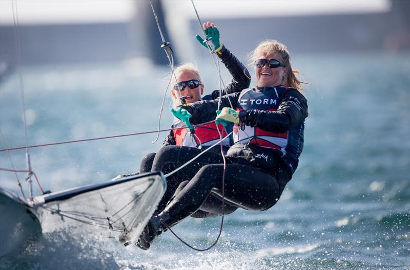 FX gold for Denmark's Jena Hansen and Katja Iversen at the 49er Worlds in Portugal - photo © Maria Muina / www.sailingshots.es