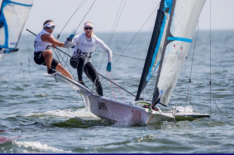 Molly Meech and Alex Maloney (NZL) - 49erFX - Day 2 - Olympic Test Event - Enoshima - August 18, 2019 photo copyright Jesus Renedo / Sailing Energy / World Sailing taken at  and featuring the 49er FX class