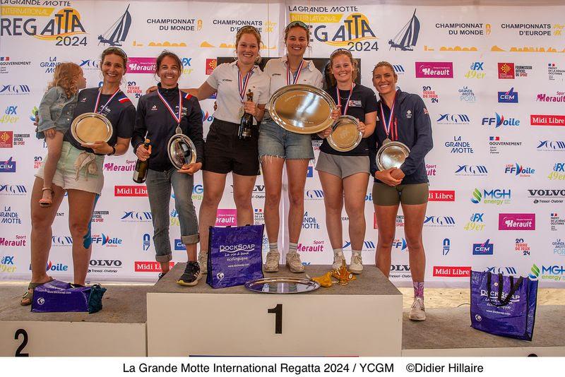 Podium in the 49erFX Europeans at La Grande Motte - photo © YCGM / Didier Hillaire