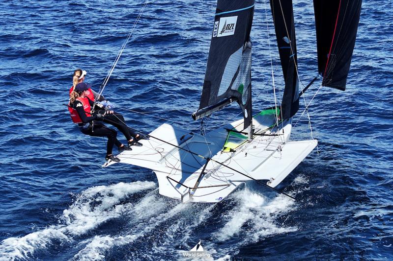 Jo Aleh and Molly Meech photo copyright Sailing Energy / Semaine Olympique Française taken at COYCH Hyeres and featuring the 49er FX class