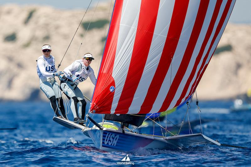 Stephanie Roble/Maggie Shea (USA) - 49er FX - Marseille - Paris2024 Olympic Regatta - July 28, 2024 - photo © World Sailing / Lloyd Images