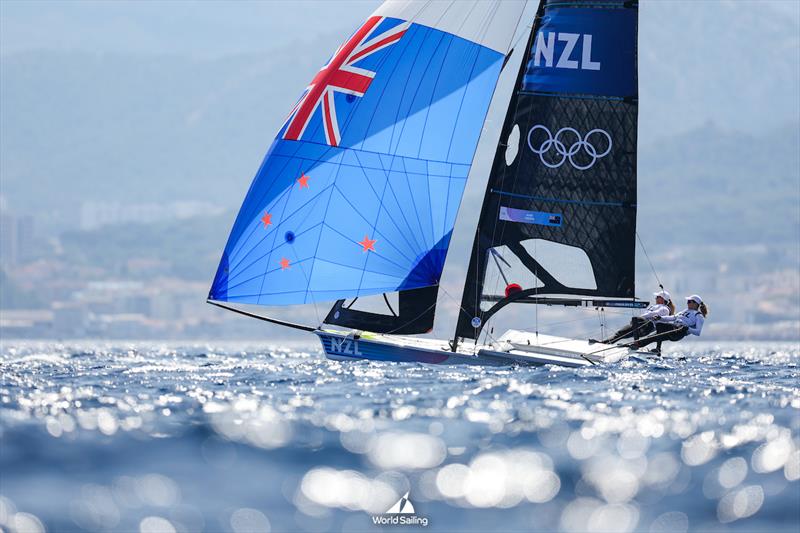 Jo Aleh/Molly Meech (NZL) - 49er - Marseille - Paris2024 Olympic Regatta - July 30, 2024 photo copyright World Sailing / Sander van der Borch taken at  and featuring the 49er FX class