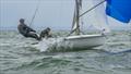 Ian Pinnell and Charles Dwyer setting up for a gybe at the 2025 505 HISC Open © Peter Hickson