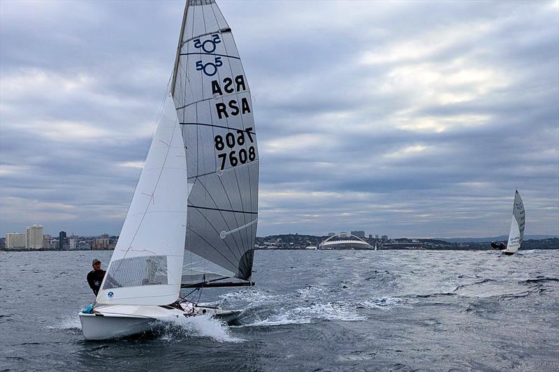 Leading the pack, Luke Wagner and Rudy McNeill head around the wing mark in race 1 - 505 KZN Provincials at Point YC, Durban - photo © Sophie Thompson