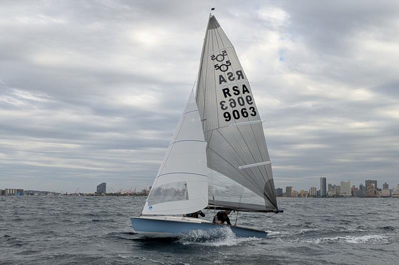 James Largier and Richard Hutton-Squire chase down the front runners in race 1 - 505 KZN Provincials at Point YC, Durban - photo © Sophie Thompson