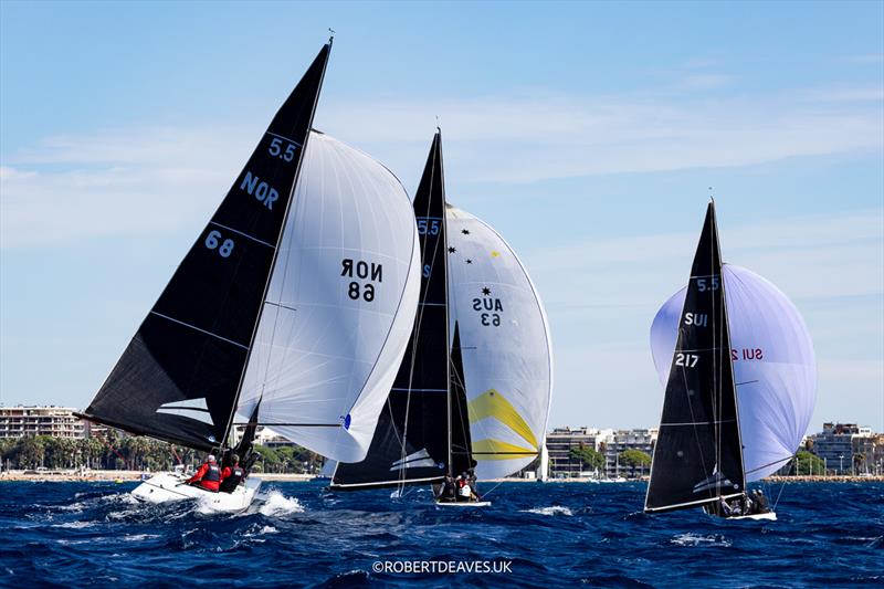 Close down wind - 5.5 Metre French Open at the Regates Royales in Cannes photo copyright Robert Deaves taken at Yacht Club de Cannes and featuring the 5.5m class