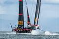 Luna Rossa sailing their AC40 against their LEQ12 test boat in Sardinia © Ivo Rovira / America's Cup