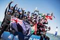 Members of NZL Sailing Team with ETNZ and Full Metal Jacket Racing of New Zealand celebrate with ROFF / Cascais Sailing Team of Portugal during the award ceremony of the Red Bull Youth Americas Cup in San Francisco - September 4, 2013 © Balazs Gardi