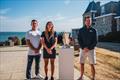 Dylan Fletcher MBE, Jemima Lines and Sir Ben Ainslie with the Louis Vuitton Cup, which was won by the British America's Cup Team at the 37th America's Cup in Barcelona in 2024 &copy; Jackson Green