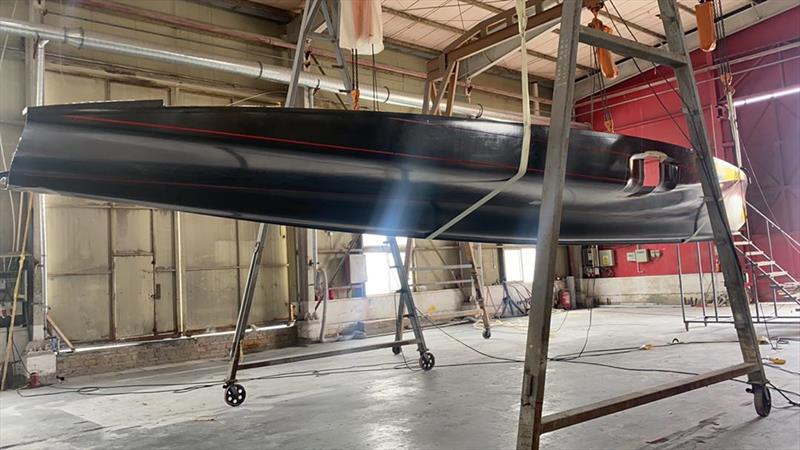 First AC40 is taken from the mould at McConaghy Boats, China - April 2022 photo copyright Emirates Team New Zealand taken at Royal New Zealand Yacht Squadron and featuring the AC40 class