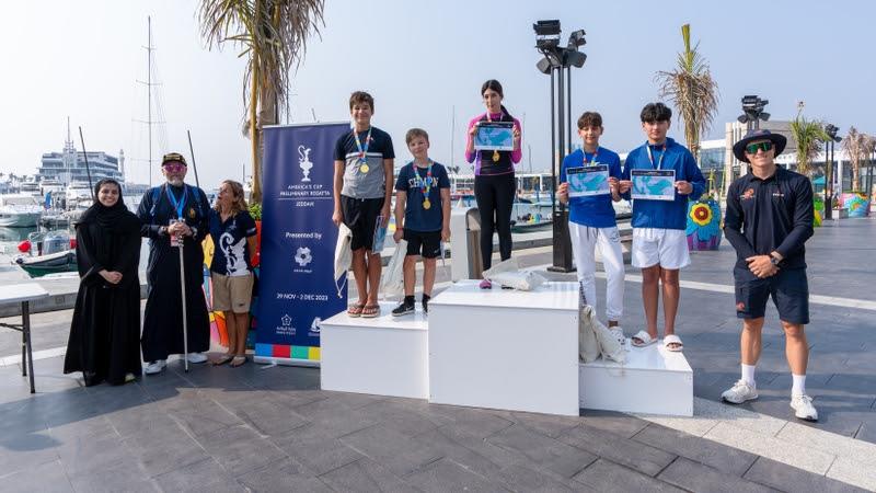 Jeddah Yacht Club Academy get racing as well - Day 2 - Preliminary Regatta - Jeddah, Saudi Arabia - December 1, 2023 photo copyright Ian Roman / America's Cup taken at Jeddah Yacht Club and featuring the AC40 class