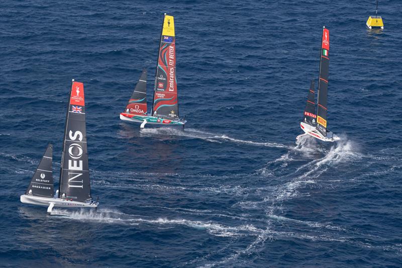  INEOS Britannia, Emirates Team NZ and Luna Rossa - Day 3 - AC40 - Preliminary Regatta - Jeddah, Saudi Arabia - December 1, 2023 - photo © Ricardo Pino/America's Cup