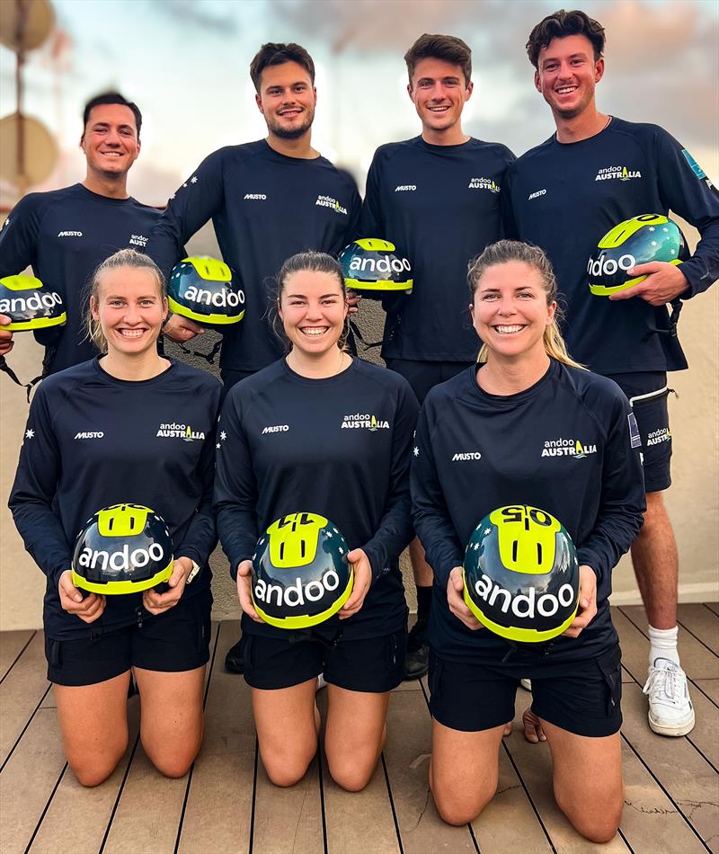 Part of Andoo Team Australia Challenge sporting their new helmets - photo © Kate Moriarty