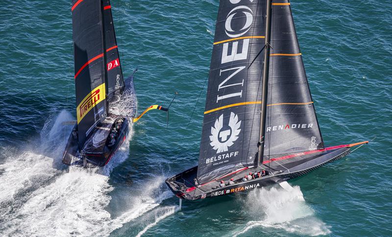 Prada Cup Final Day 3: Ineos Team UK and Luna Rossa Prada Pirelli lock horns on the start line - photo © COR36 / Studio Borlenghi