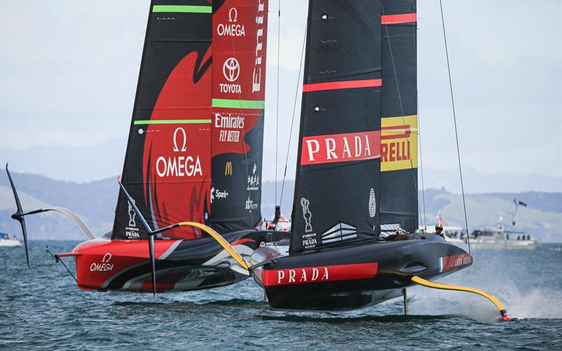 America's Cup match day 5 - a tight start gives Luna Rossa Prada Pirelli the advantage over Emirates Team New Zealand in race 8 - photo © ACE / Studio Borlenghi