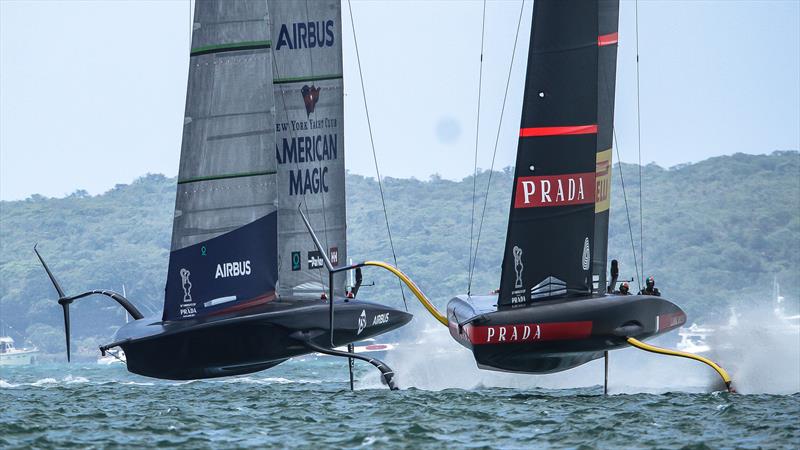 American Magic and Luna Rossa - America's Cup World Series - Day 2 - Waitemata Harbour - December 18, 2020 - 36th Americas Cup presented by Prada photo copyright Richard Gladwell / Sail-World.com taken at Royal New Zealand Yacht Squadron and featuring the AC75 class