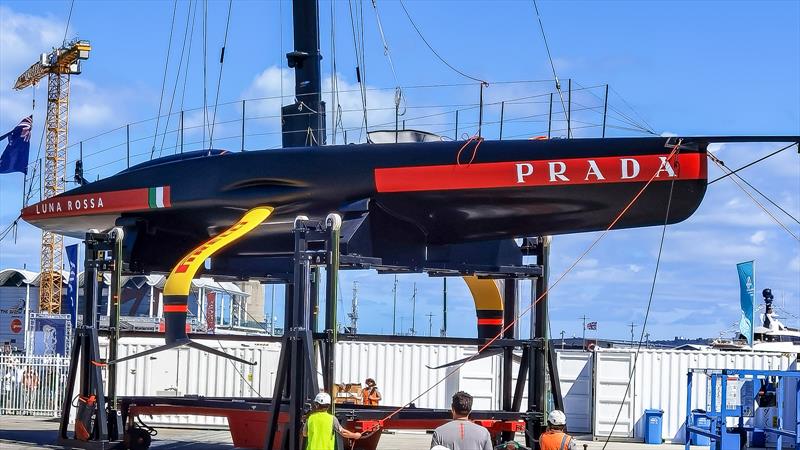 Foil arms and underbody - Luna Rossa, Auckland, February 2021 - America's Cup 36 - photo © Richard Gladwell / Sail-World.com