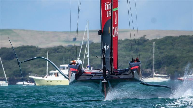 Emirates Team New Zealand- Training - Prada Cup Finals - Day 4 - February 21, 2021- America's Cup 36 - Course A photo copyright Richard Gladwell / Sail-World.com taken at Royal New Zealand Yacht Squadron and featuring the AC75 class