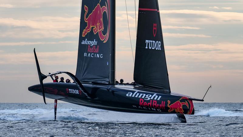 Plenty of bow dow trim - Alinghi Red Bull Racing -  AC75 - January 13, 2023 - Barcelona - photo © Alex Carabi / America's Cup