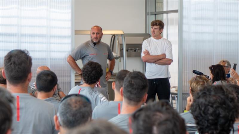 Peter Burling is interduced to the Luna Rossa team by CEO Max Sirena - photo © Carlo Borlenghi / Luna Rossa