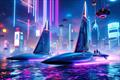 © Pierre-Jean Cottalorda Duel of nerves — the skippers push each other to the edge, no space left for doubt — in this instance, in a cyberpunk setting © Pierre-Jean Cottalorda