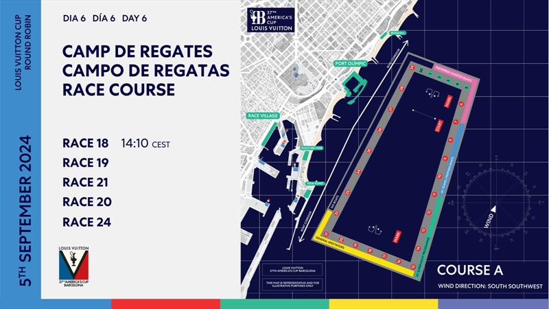 Race Course location - Day 6 - Round Robin 2 - Louis Vuitton Cup - September 5, 2024 - Barcelona - photo © America's Cup Media