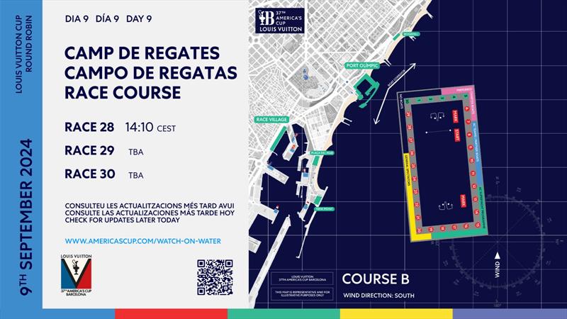 Course location - Day 9 - Round Robin 2 - Louis Vuitton Cup - September 9, 2024 - Barcelona photo copyright America's Cup Media taken at Real Club Nautico de Barcelona and featuring the ACC class