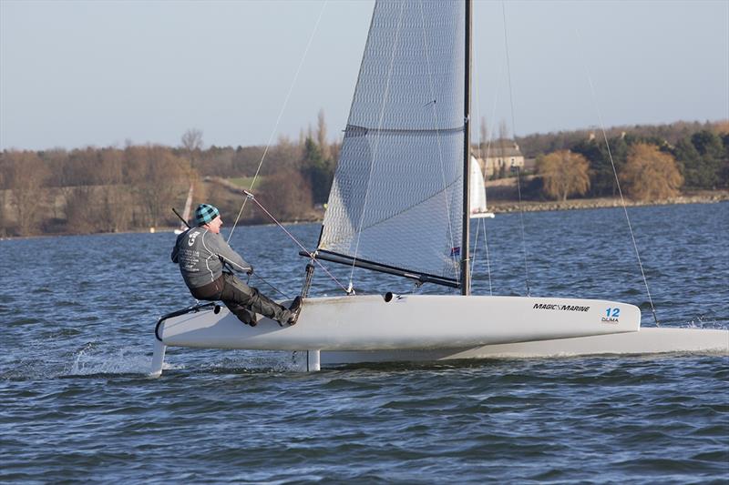 Phil Neal during the 33rd Grafham Grand Prix photo copyright Tim Olin / www.olinphoto.co.uk taken at Grafham Water Sailing Club and featuring the A Class Catamaran class